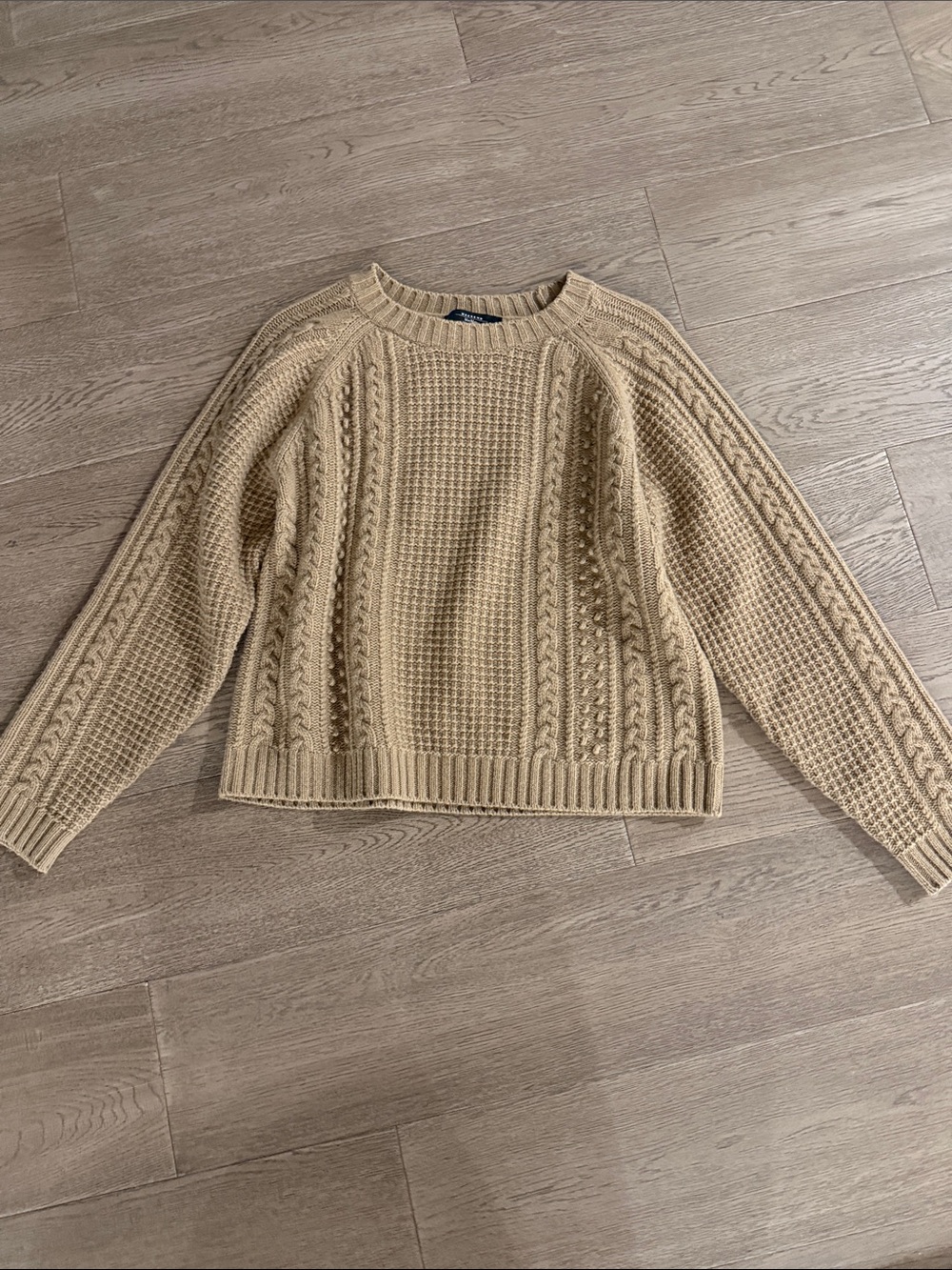 MaxMara Cable Knit Crewneck Sweater - Camel